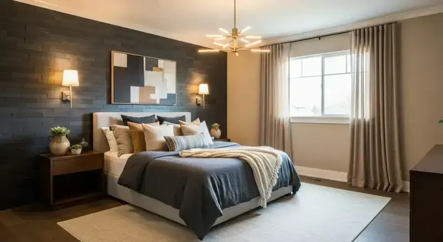 Custom primary closet in a dream home build