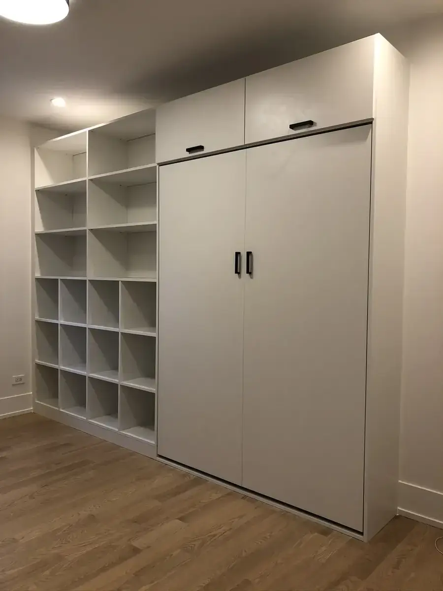Murphy Bed with Cube Shelving Wall
