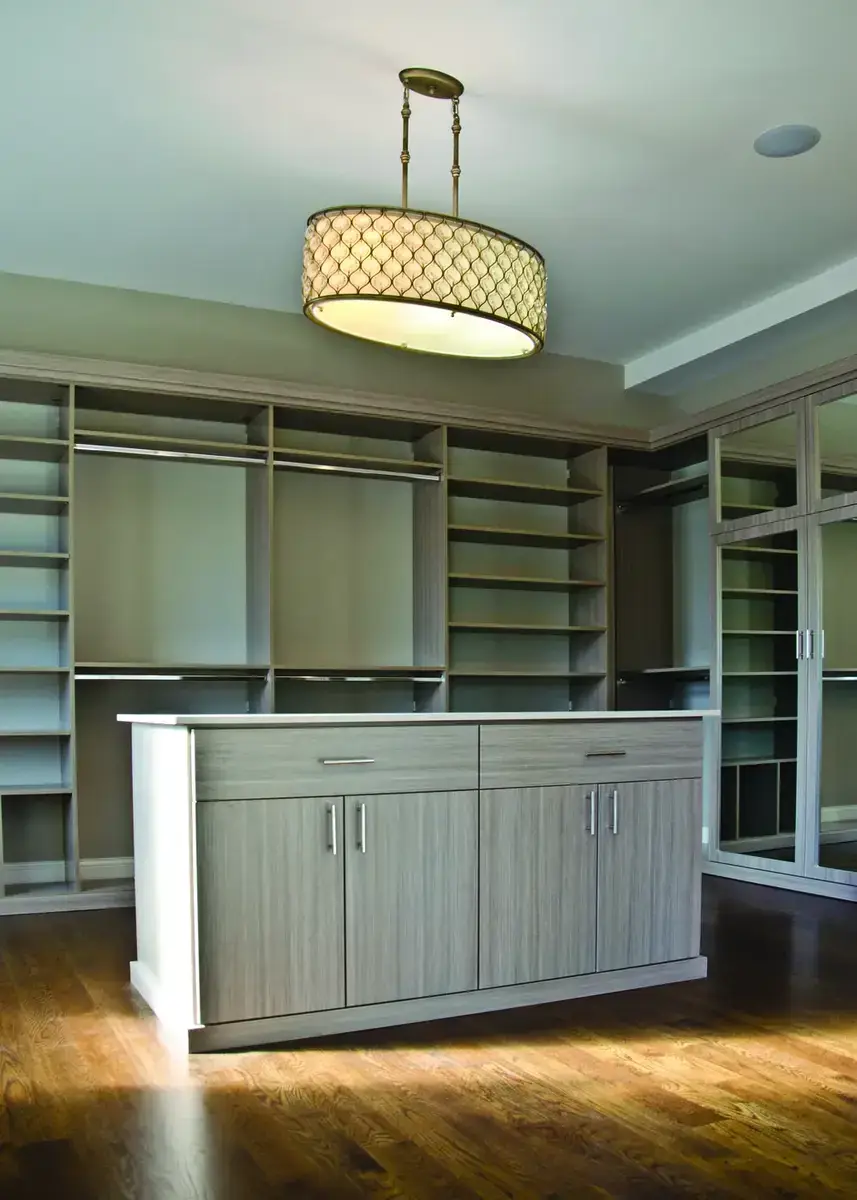 Luxury Walk-In with Center Island & Pendant Light